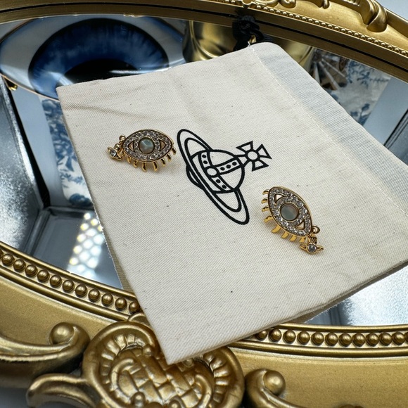 🆕 VIVIENNE WESTWOOD 🧿 BNWOT AUTH Rahmona Eye-Motif Studs with Hanging Orb Tear - Picture 15 of 16